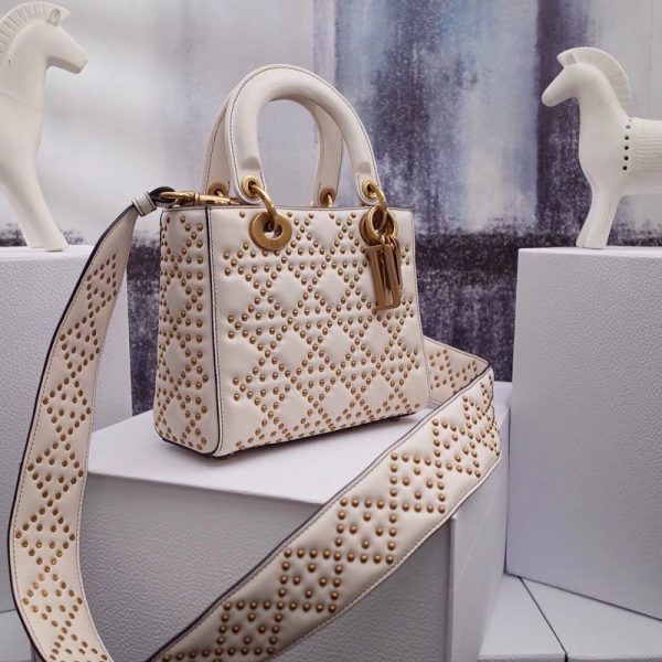 Lady Dior Pouchette Rivet bag white
