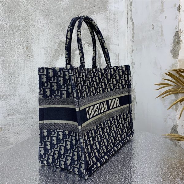 Blue Dior Oblique Embroidered Dior Book Tote - Image 3
