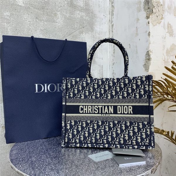 Blue Dior Oblique Embroidered Dior Book Tote