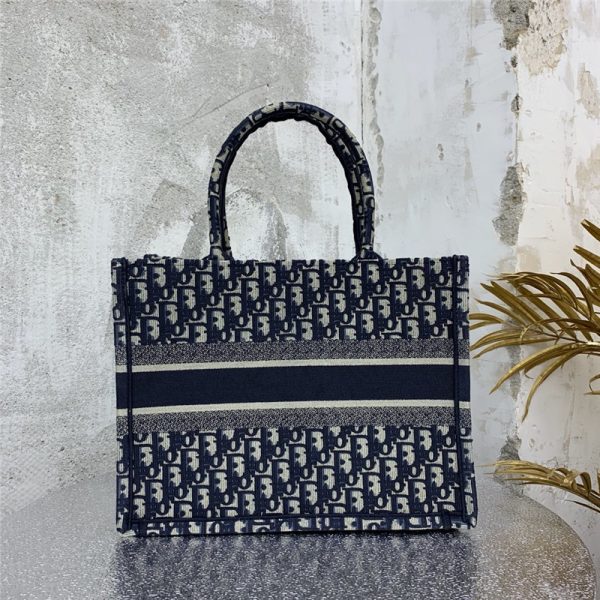 Blue Dior Oblique Embroidered Dior Book Tote - Image 6