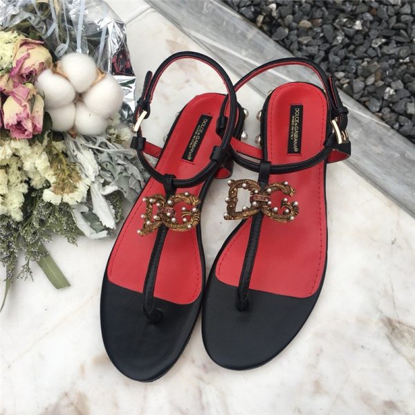 D&G AMORE FLAT SANDAL Red Black
