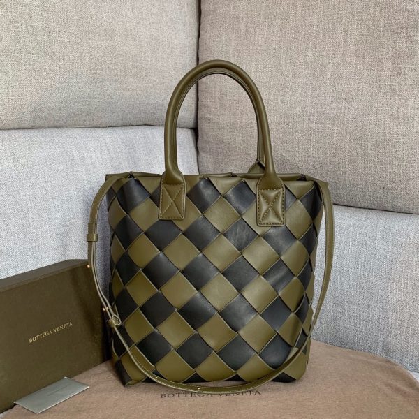BOTTEGA VENETA Leather Check Cabat Tote Bag