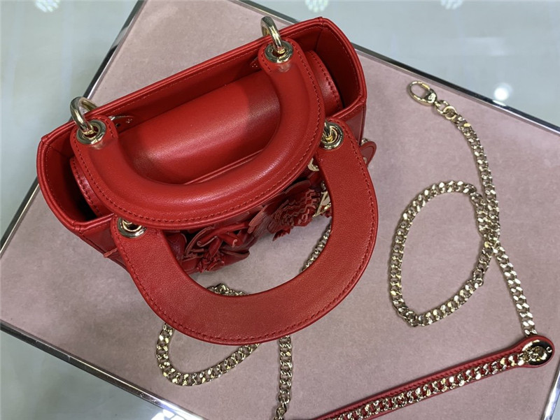lady dior relief flower bag red - Image 4