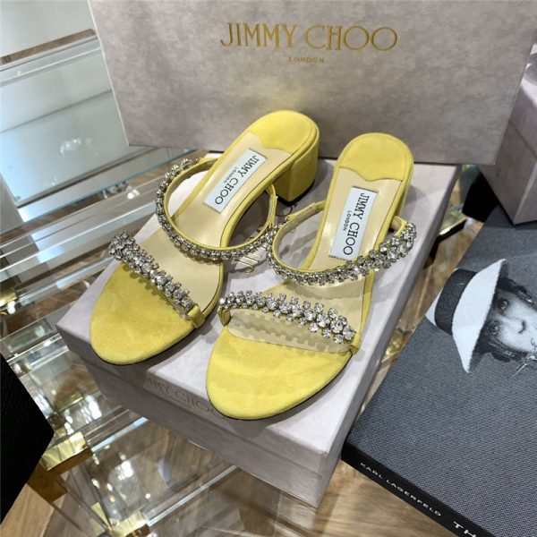 Jimmy Choo Rhinestone Low Heel Sandals