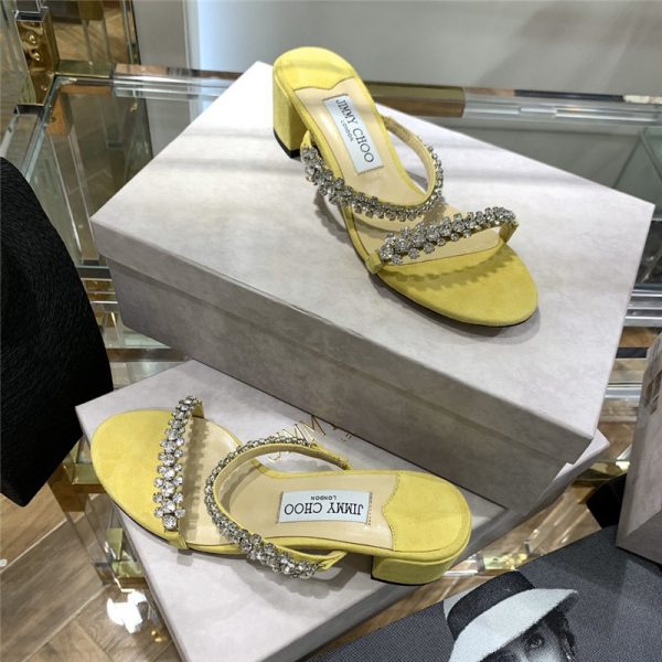 Jimmy Choo Rhinestone Low Heel Sandals - Image 6