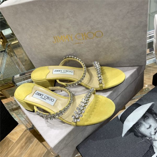 Jimmy Choo Rhinestone Low Heel Sandals - Image 8
