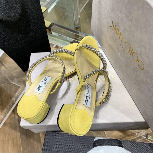 Jimmy Choo Rhinestone Low Heel Sandals - Image 9