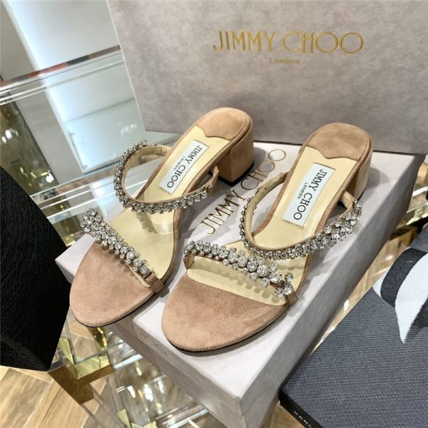 Jimmy Choo Rhinestone Low Heel Sandals
