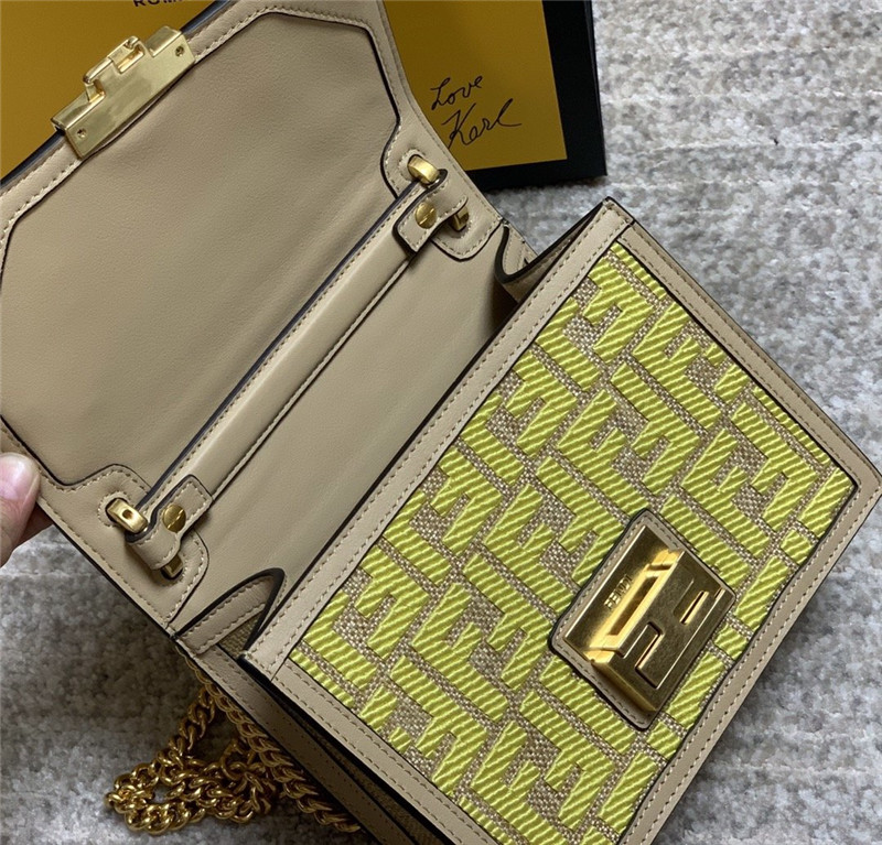 fendi Embroidery FF bag gold - Image 4