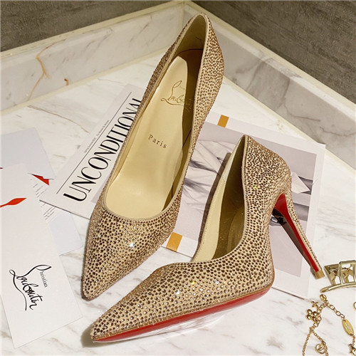christian louboutin diamond high heels gold
