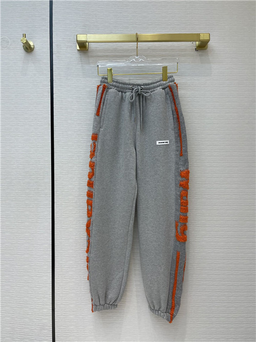 alexander wang logo embroidered velvet pants