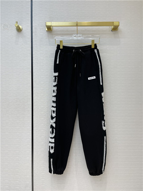 alexander wang logo embroidered velvet pants