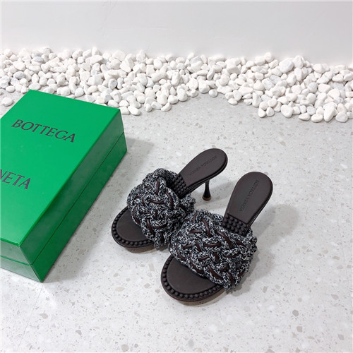 bottega veneta bv woven high-heeled slippers