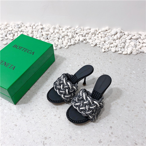 bottega veneta bv woven high-heeled slippers