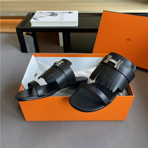 hermes H flat slippers