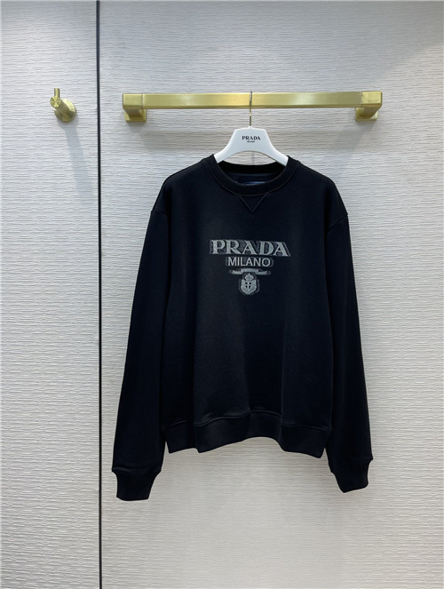 prada logo print crew neck sweatshirt