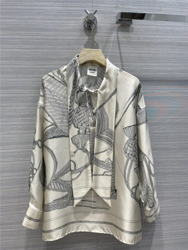 hermes printed silk shirt