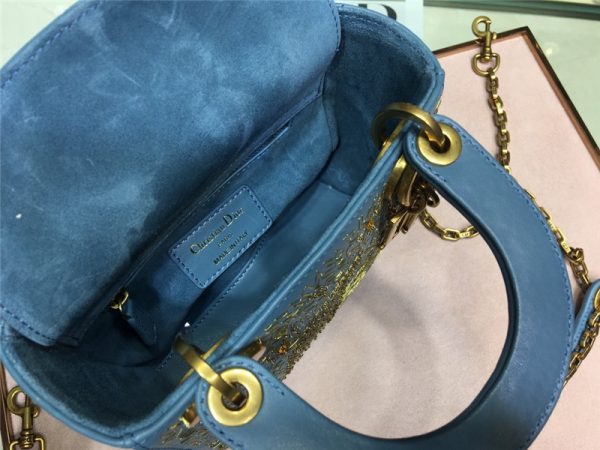 lady dior mini embroidery moon bag blue - Image 5