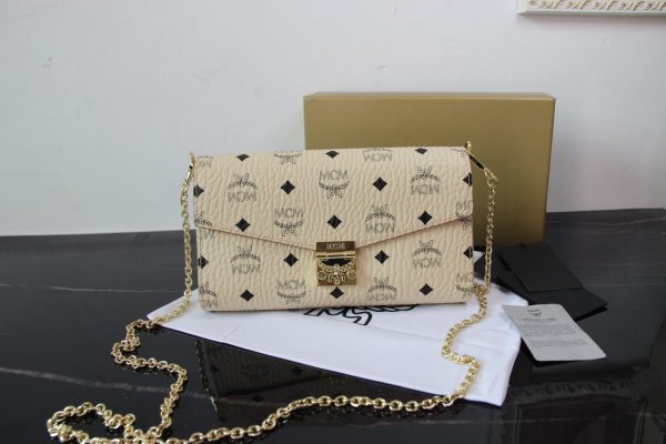 Mcm Medium Envelope Chain Flap Crossbody Bag Icecream