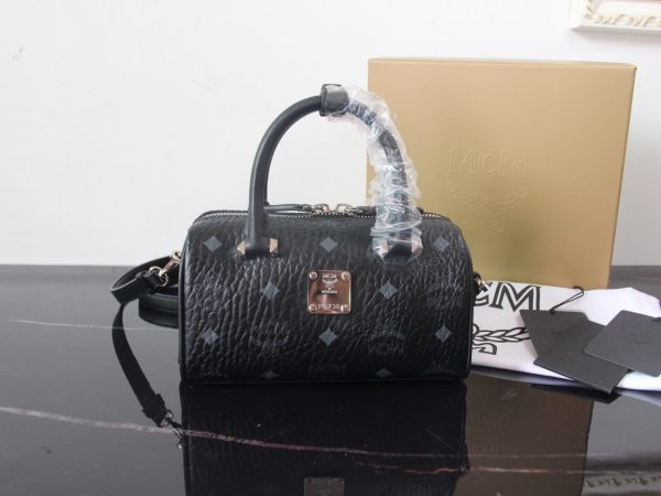 Mcm Mini Boston Pillow Bag Black
