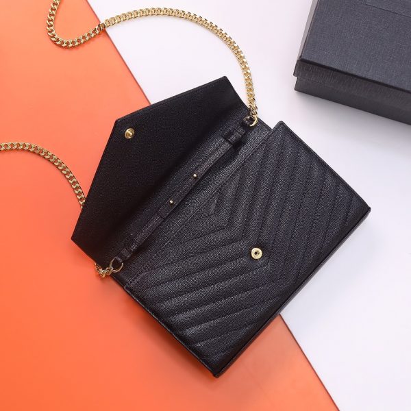 YSL Yves Saint Laurent ???????? ??? Envelope Gold logo Black - Image 3