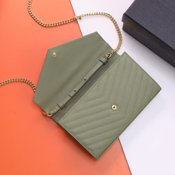 YSL Yves Saint Laurent ???????? ??? Envelope Gold logo Green - Image 4