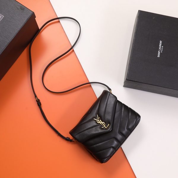 YSL Yves Saint Laurent LOULOU mini version crossbody bag Black
