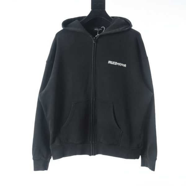 Balenciaga 22FW inverted letter embroidery zipper hooded jacket