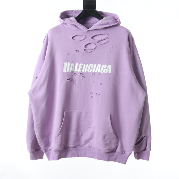 Balenciaga letter printing holes -hooded sweater A
