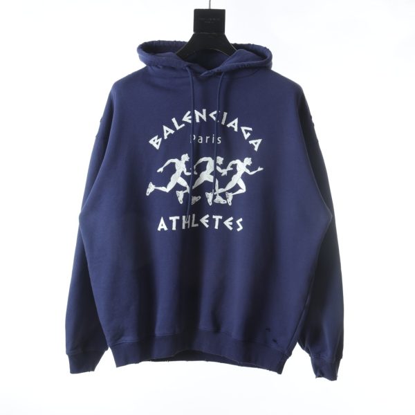 Balenciaga washing the marathon athlete printed hooded sweater A