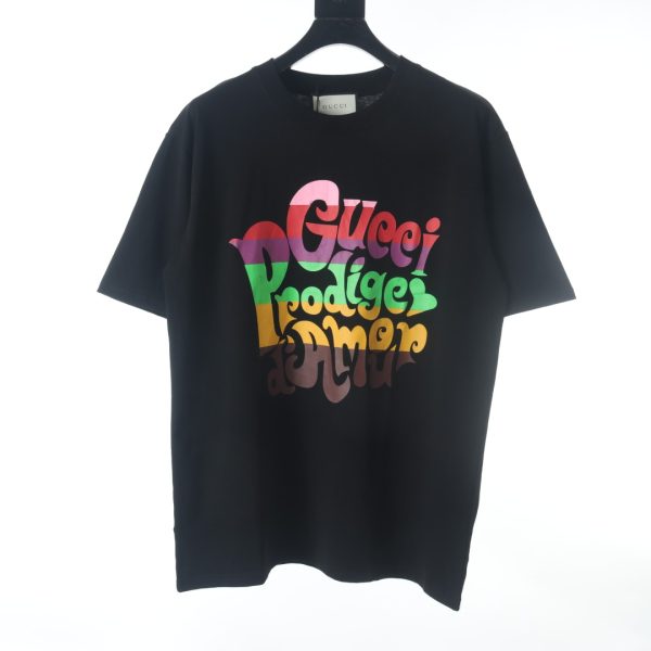 Gucci rainbow letter print short-sleeved T-shirt black
