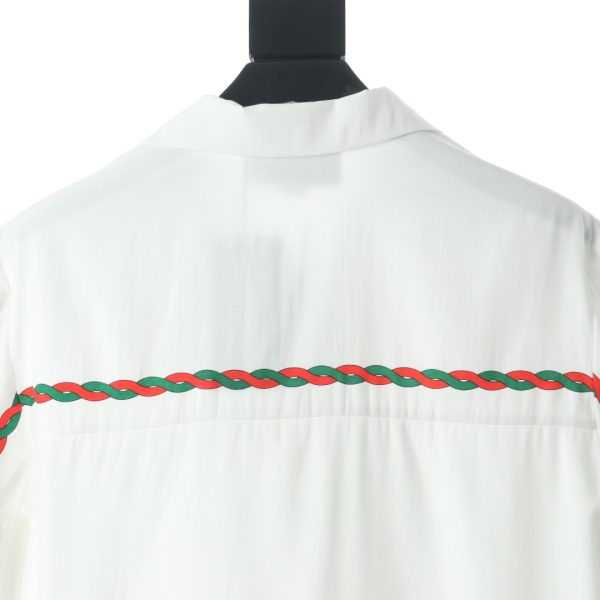 Gucci 22SS acetate embroidered striped webbing short-sleeved shirt - Image 6