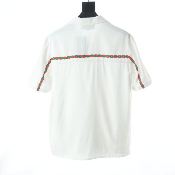 Gucci 22SS acetate embroidered striped webbing short-sleeved shirt - Image 9