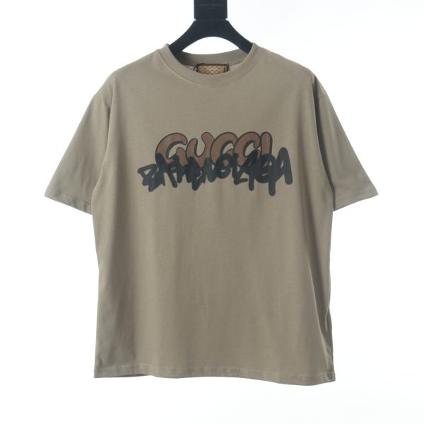 Gucci Balenciaga joint overlapping letters short-sleeved T-shirt