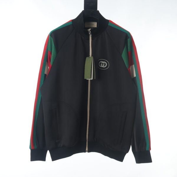 GUCCI three-color striped rubberized zipper suit jacket