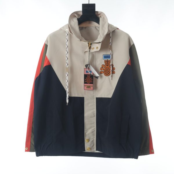GUCCI 22FW Pineapple Embroidered Zipper Pocket Hooded Windbreaker Jacket