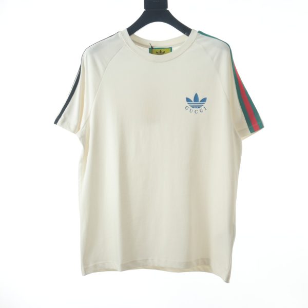 Gucci & Adidas clover print webbing short-sleeved T-shirt
