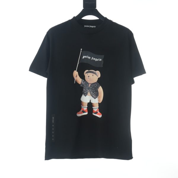 alm Angels Pirate Bear Flag Logo Print Short Sleeve T-Shirt
