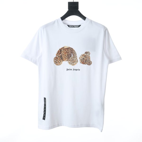 PALM ANGELS summer new leopard print broken head bear print short-sleeved T-shirt