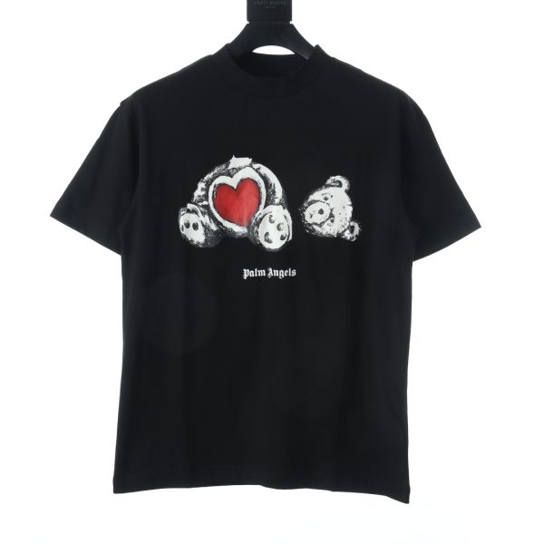 Palm Angels Heart Teddy Bear Print Short Sleeve