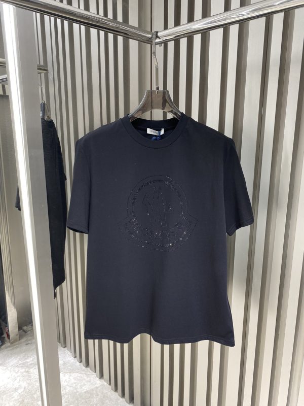 Moncler heavy industry logo hot diamond round neck T