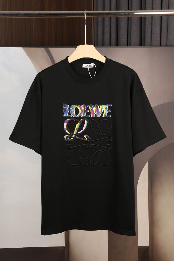 High-quality LOEWE23 new style, high-quality ?Heavy double yarn 280g32 counts, smooth cotton washable feel, front and rear high-end embroidery printing