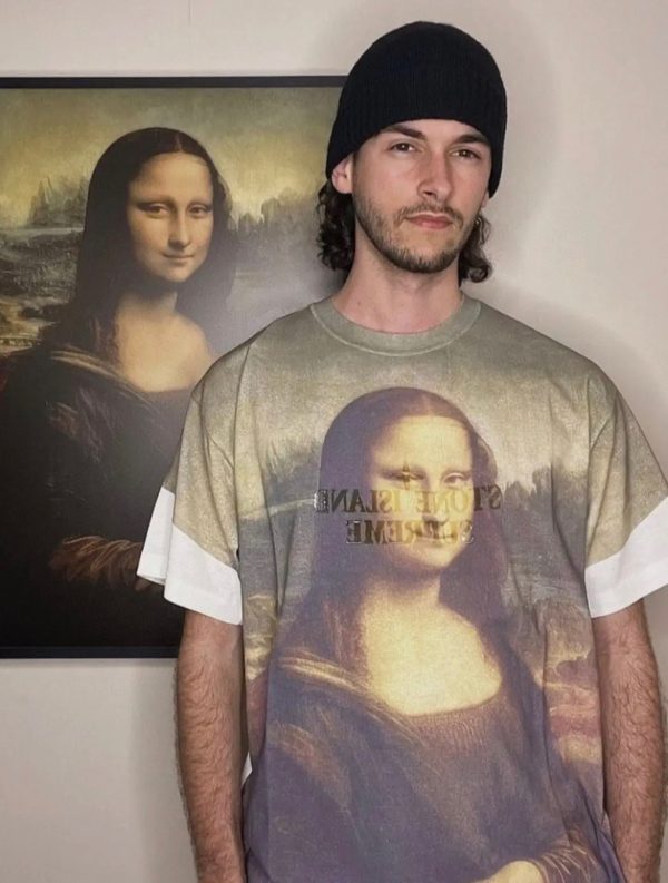 Supreme SS22 Week12 x STONE ISLAND Stone Island joint Mona Lisa logo letter Logo round neck short-sleeved T-shirt