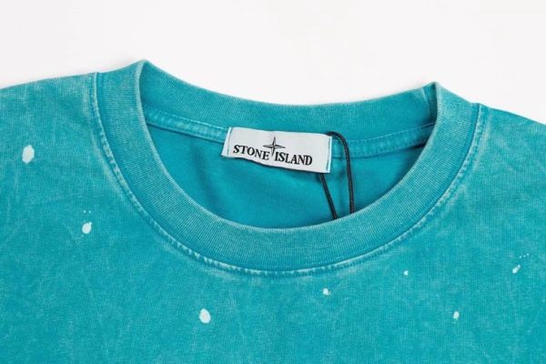 STONE ISLAND Stone Island, 22SS latest autumn and winter new splash-ink tie-dye T-shirt, the most high-end T-shirt series of Stone Island, featuring decolorization OVD treatment - Image 4