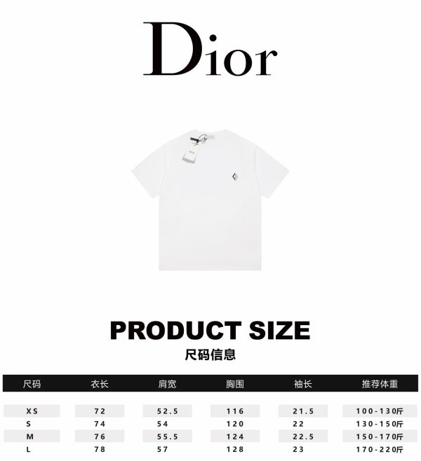 DIOR/ micro-embroidered logo T-shirt with matching dyed fabric, jacquard flat machine thread, round neck vertical version, and a full set of accessories! Made of 100% cotton fabric - Image 2