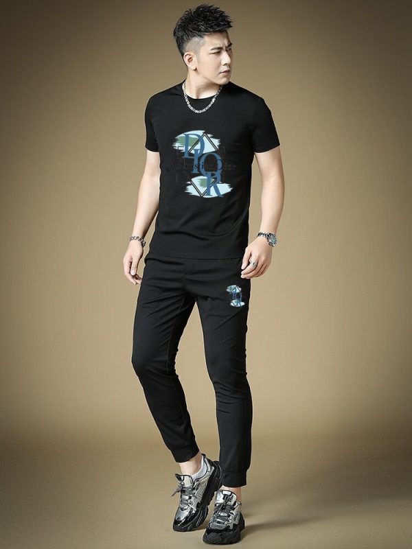 [DIOR] (Fat Gospel) 2023 official website of the same style. World-renowned luxury brand. Summer men's (double mercerized) high-quality ? goods set - Image 3