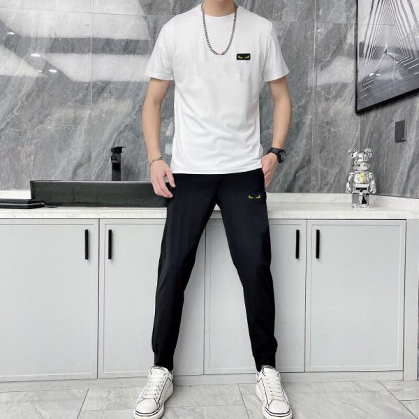 [FENDI] (Fat Man Gospel) 2023 official website with the same style. World-renowned luxury brand. Summer men's (double mercerized) high-quality ? cargo suit with imported original single fabric