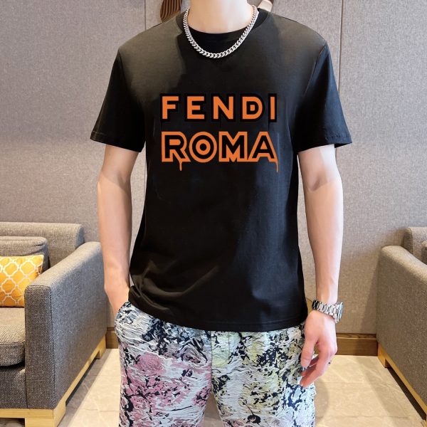 [FENDI] (Fat Gospel) 2023 official website with the same style. World famous luxury brand. Summer men's double yarn pure cotton high quality - Image 5