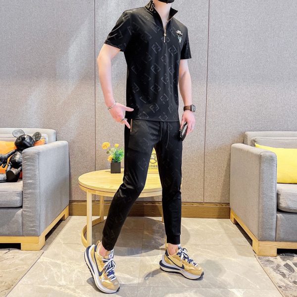 [FENDI] Fat Gospel 2023 official website with the same style. World famous luxury brand. Summer men's short-sleeved suit - Image 8