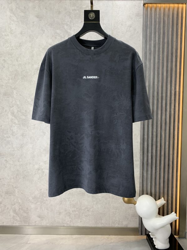 JIL Sander 2023 summer new drop-shoulder profile short-sleeved T-shirt, jacquard logo on the chassis, imported machine blessing, embroidery is exquisite and three-dimensional